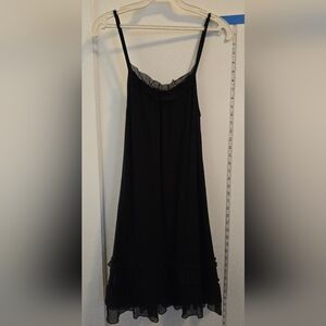 Black spaghetti strap dress with chiffon detailing | Medium